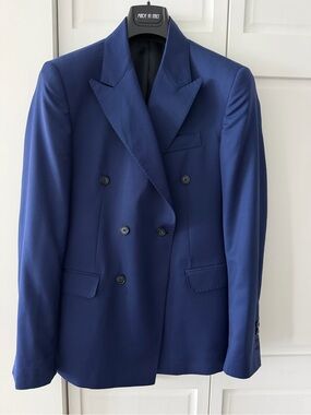 ANDREA ARDENTI Double Breasted Italian Wool Suit | Royal Blue Angelico 40R 36W